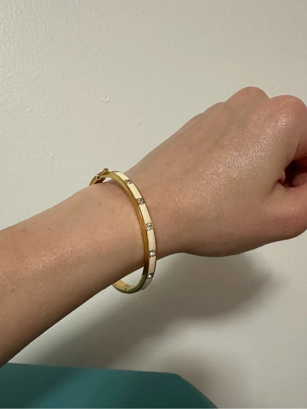 kate spade Gold and Ivory Crystal-Accent Bangle Bracelet - Picture 3 of 4